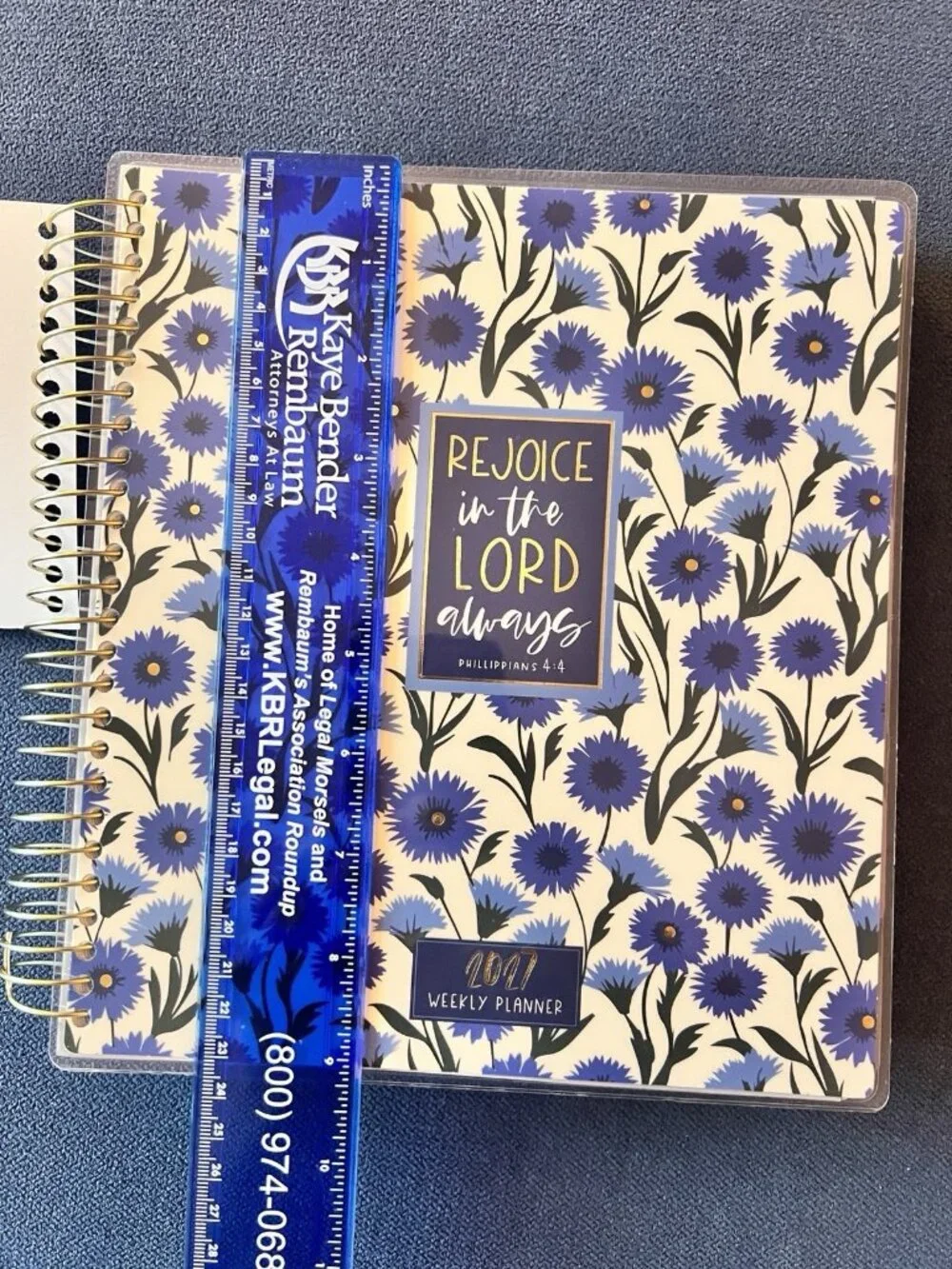 17 Month Daily Month Planner Scripture Phil 4:4 Blue Weekly Planning 2026-27 NEW